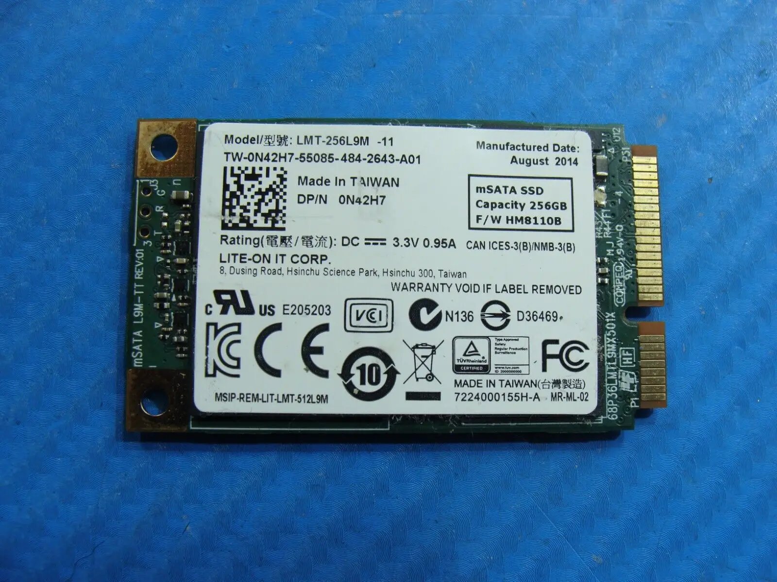 Dell 12-9Q33 Lite-On SSD 256GB mSATA Solid State Drive LMT-256L9M-11 N42H7