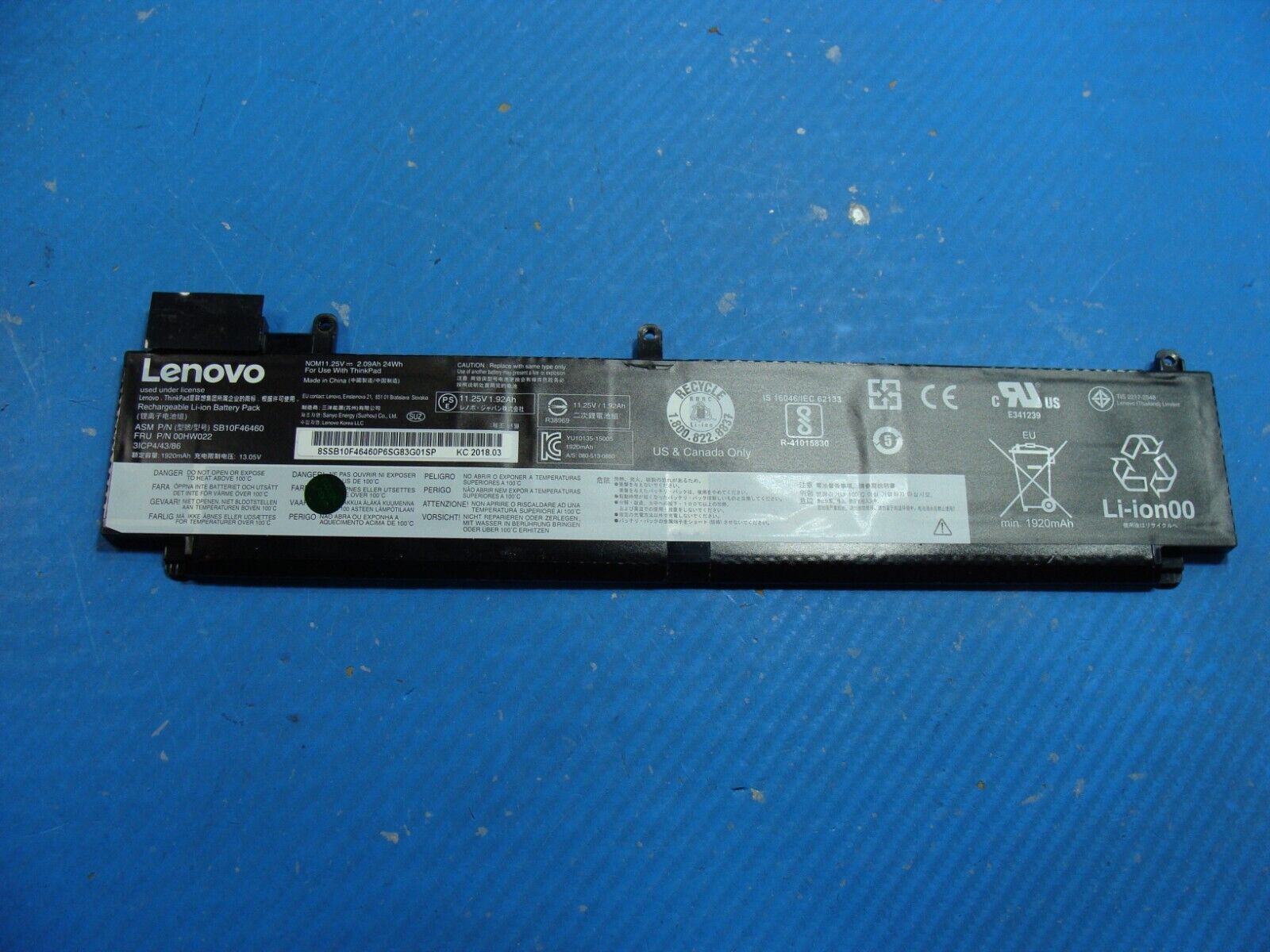 Lenovo ThinkPad T470s 14 OEM Battery 11.25Wh 24Wh 1920mAh 00HW022 SB10F46460