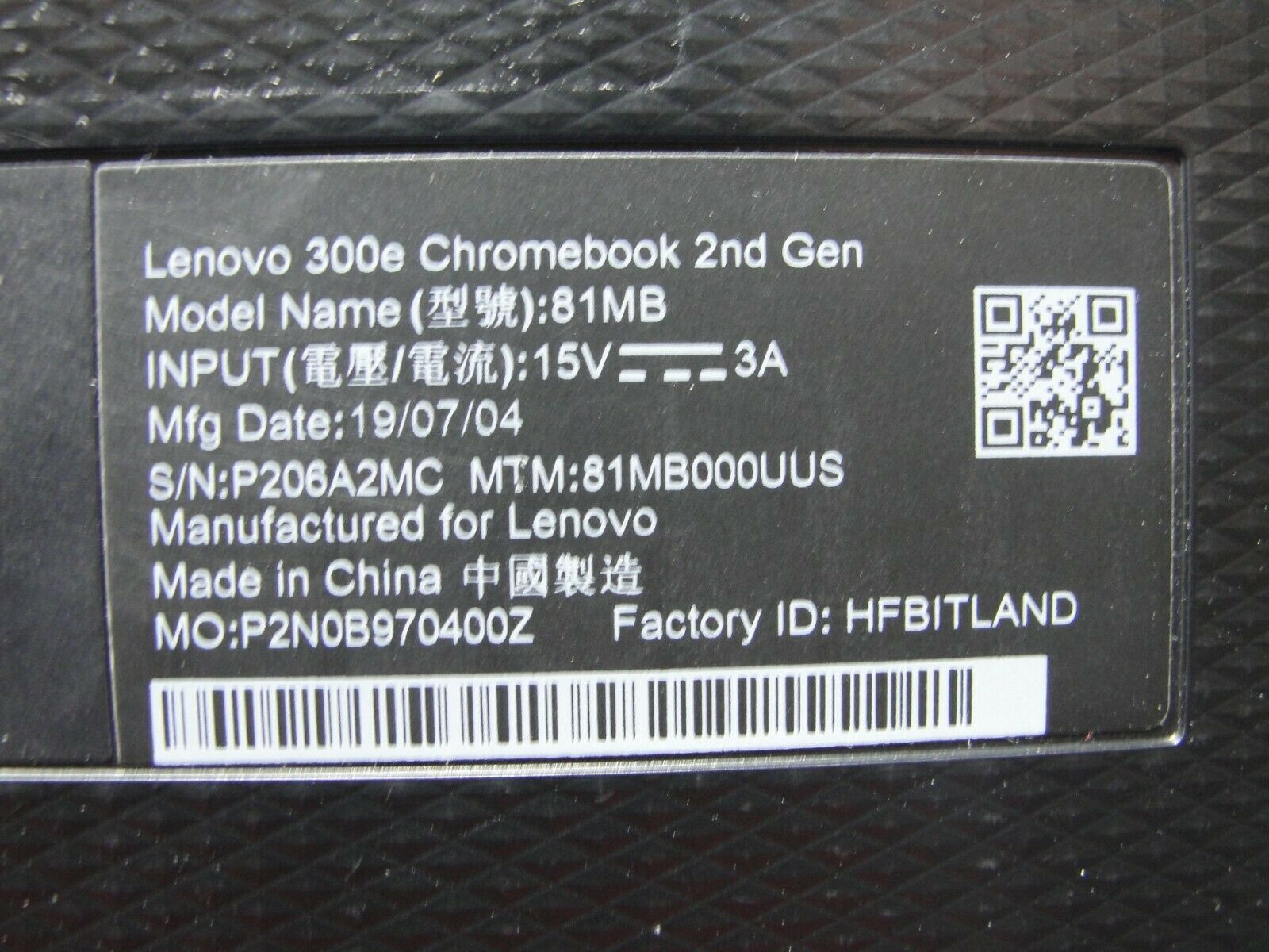 Lenovo Chromebook 300e 81MB 2nd Gen 11.6