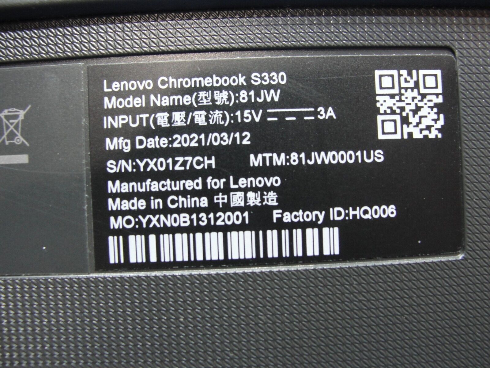 Lenovo Chromebook S330 81JW 14