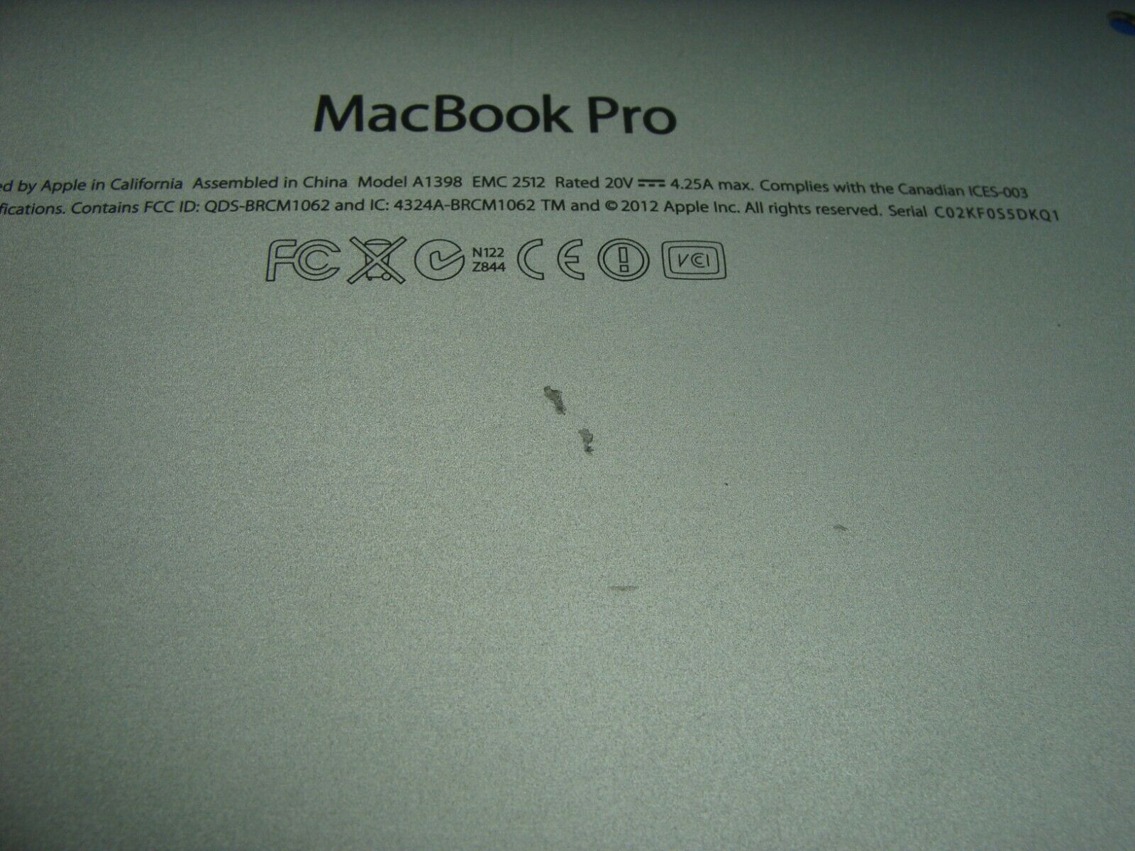 MacBook Pro A1398 15