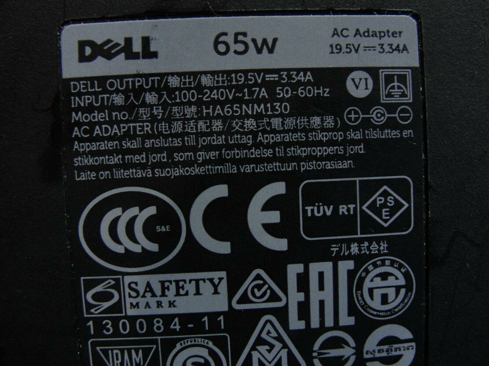 Genuine Dell AC Adapter Power Charger 19.5V 3.34A 65W HA65NM130 0FPC2Y 