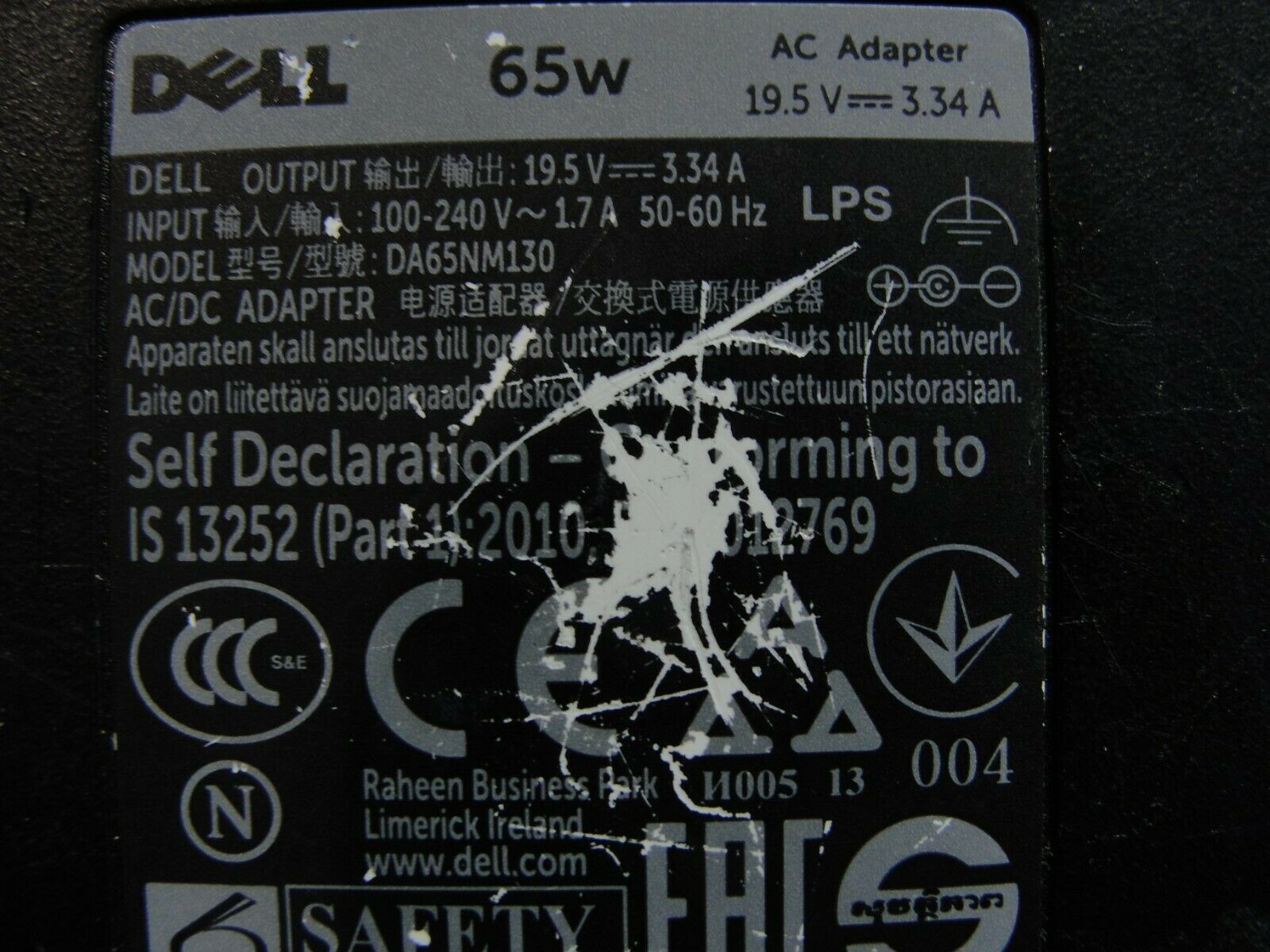 Genuine Dell AC Adapter Power Charger 19.5V 3.34A 65W DA65NM130 03F1CN 