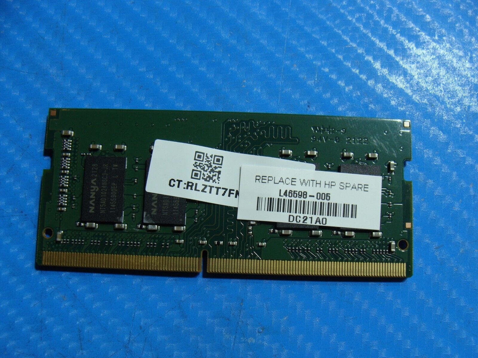 HP 15-eg0025nr So-Dimm Nanya 8Gb 1Rx8 Memory PC4-3200AA-SA2-11 NT8GA64D88CX3S-JR