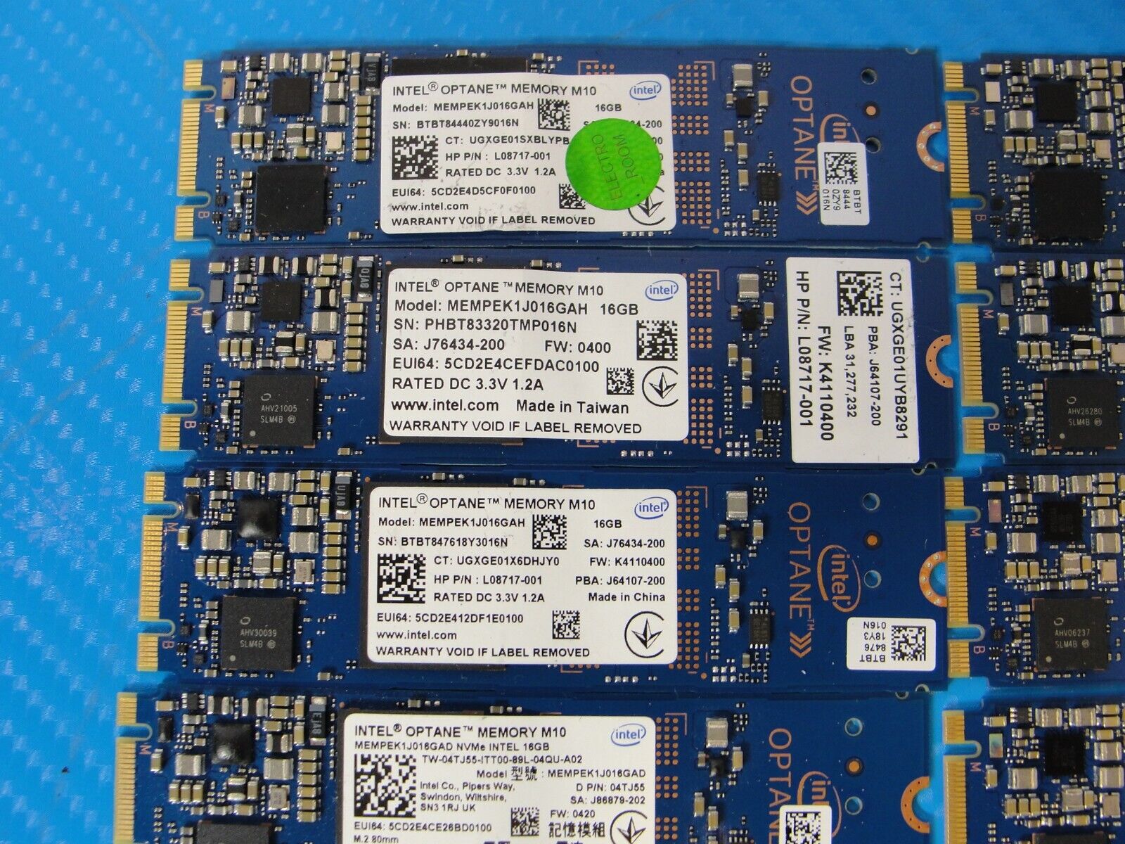 LOT of 11 INTEL M10 MEMPEK1J016GAH 16GB M.2 2280 NVME PCIE OPTANE MEMORY SSD