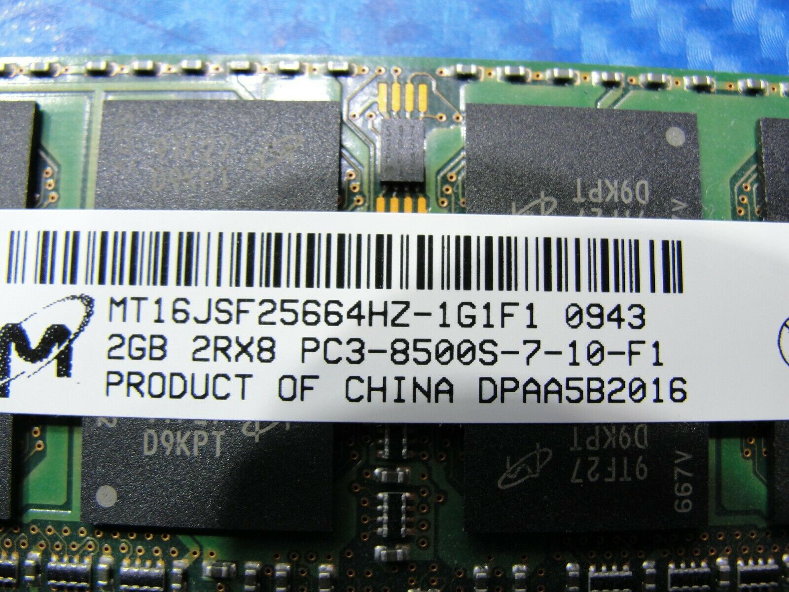 Macbook A1278 Laptop Micron 2GB Memory PC3-8500S-7-10-F1 MT16JSF25664HZ-1G1F1 Micron