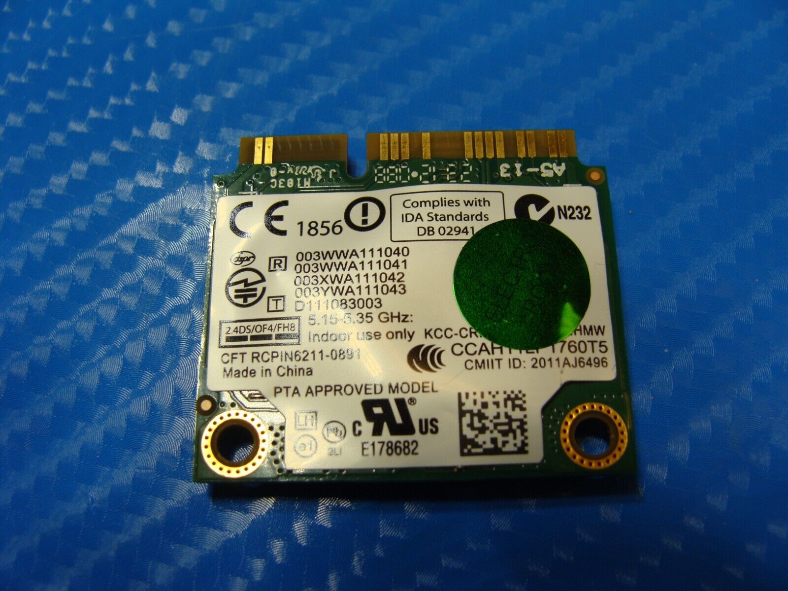 Toshiba Portege 13.3” Z930 Genuine Laptop Wireless WiFi Card 6235ANHMW