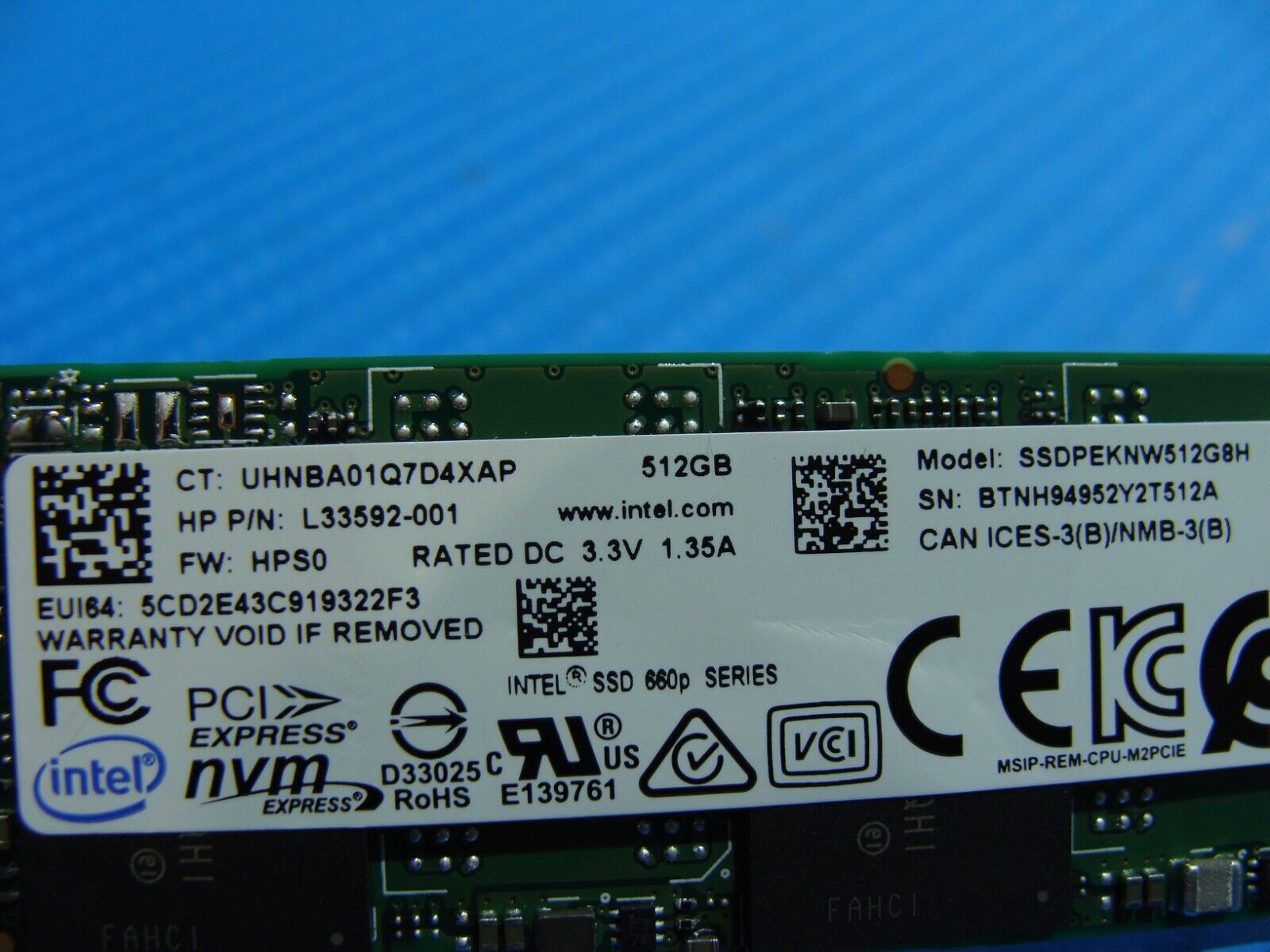 HP 840 G6 Intel 512GB NVMe M.2 SSD Solid State Drive SSDPEKNW512G8H L62762-001