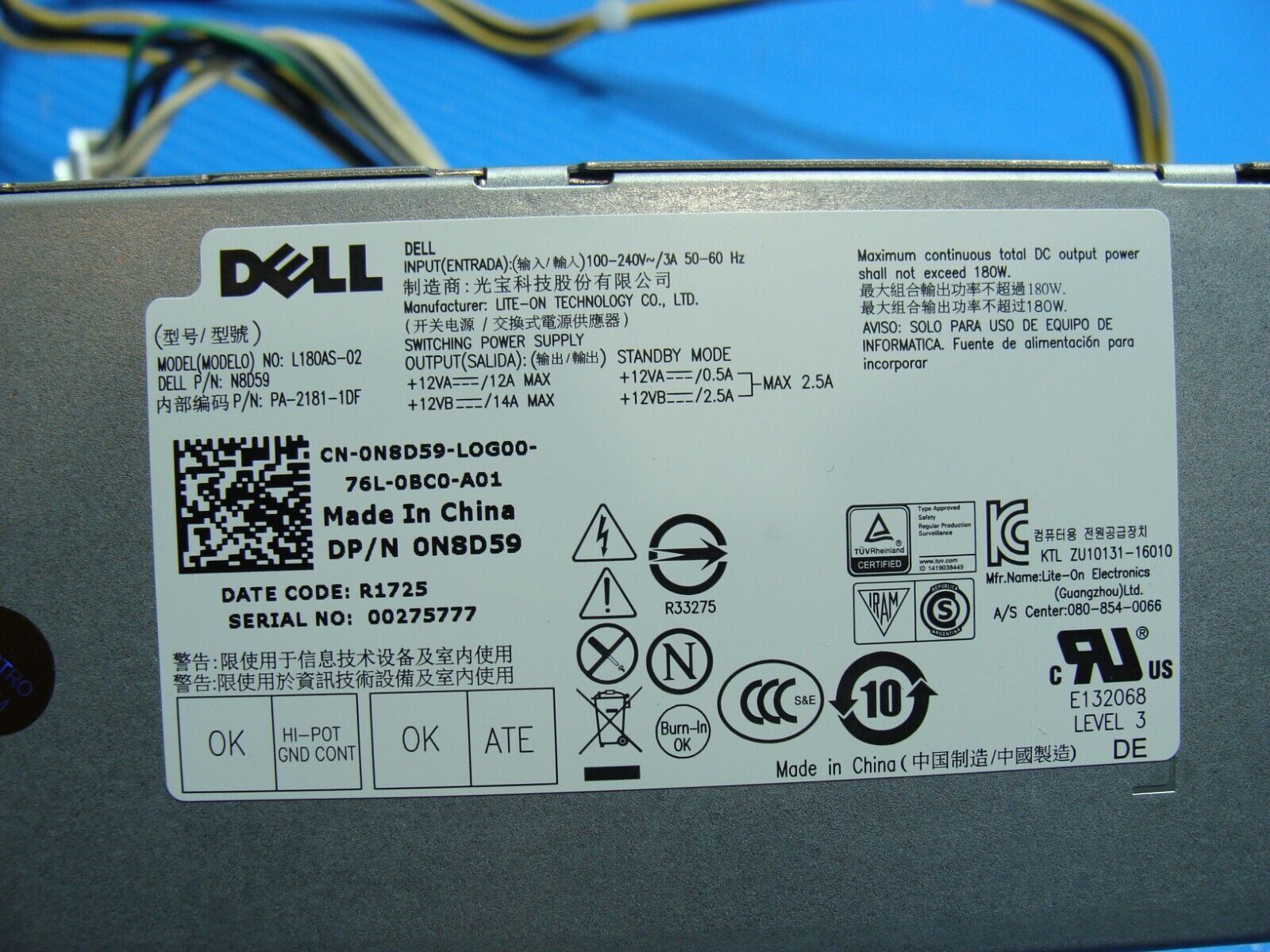 Dell Optiplex 3050 SFF Desktop 180W Power Supply L180AS-02 N8D59