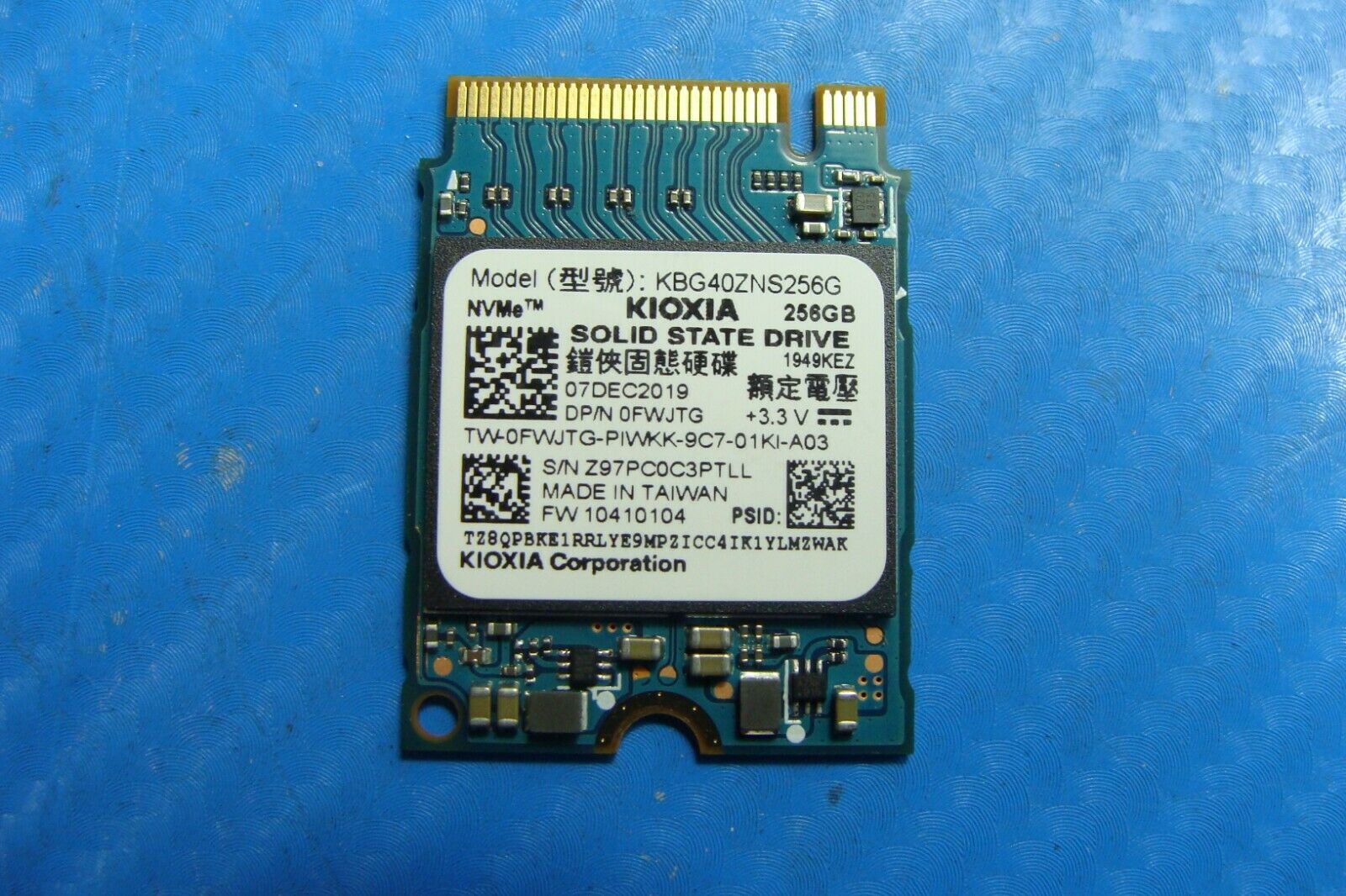 Dell 5591 Kioxia 256GB NVMe M.2 SSD Solid State Drive kbg40zns256g fwjtg 