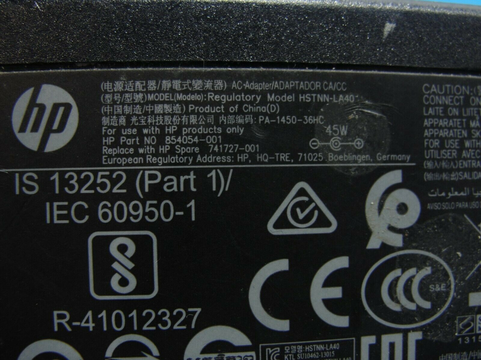 Genuine HP AC Adapter Power Charger 19.5V 2.31A 45W 741727-001 