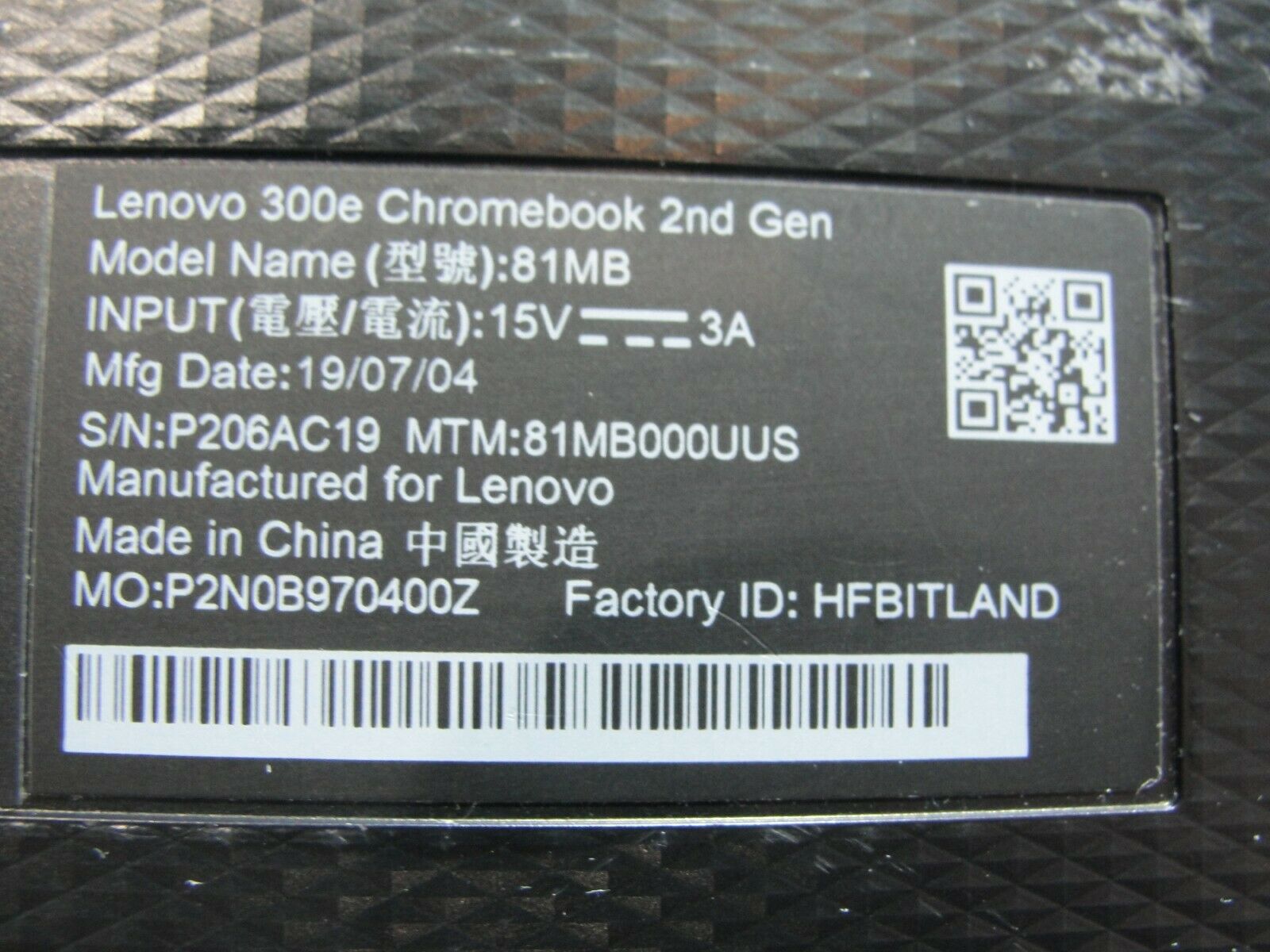 Lenovo Chromebook 300e 81MB 2nd Gen 11.6