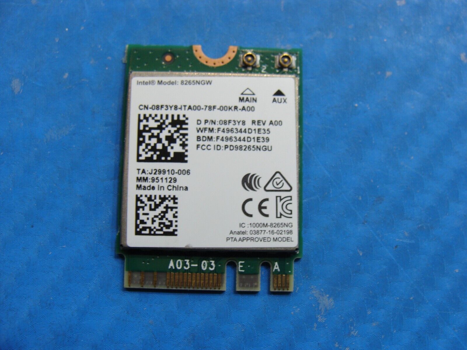 Dell Latitude 7480 14 Genuine Wireless WiFi Card 8265NGW 8F3Y8