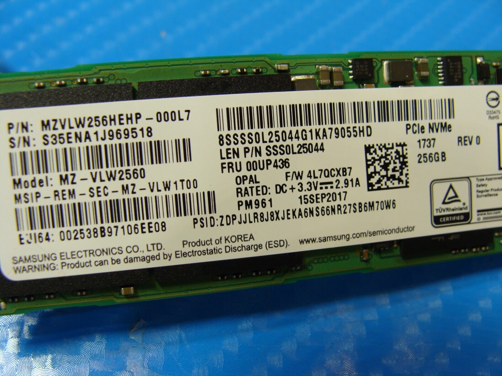 Lenovo X270 Samsung 256GB NVMe M.2 SSD Solid State Drive MZVLW256HEHP-000L7