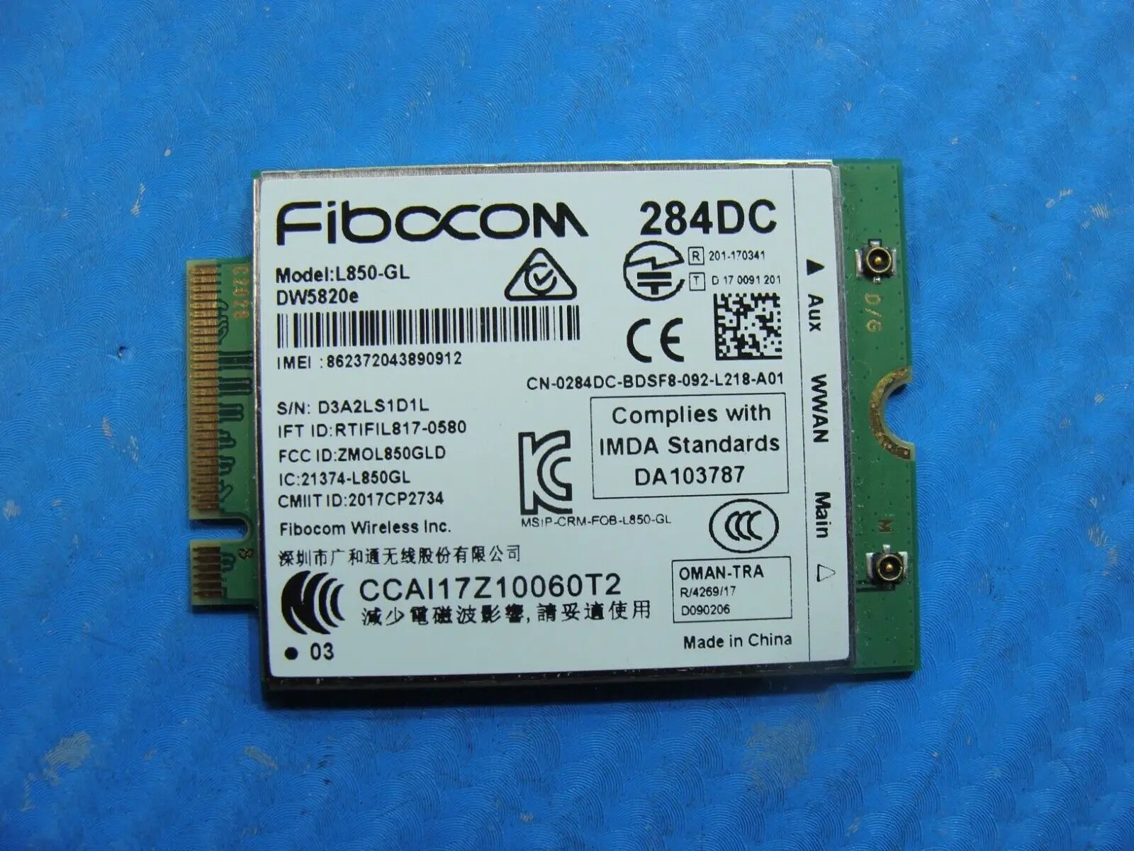 Dell Latitude 14 5410 OEM Fibocom LTE/WCDMA 4G WWAN Card Module L850-GL 284DC