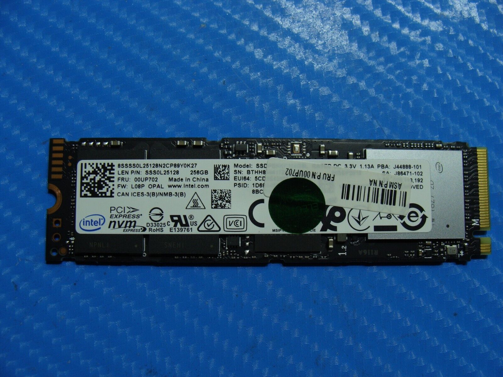 Lenovo Thinkpad X1 Carbon Intel 256GB M.2 NVMe SSD Solid State Drive 00UP702