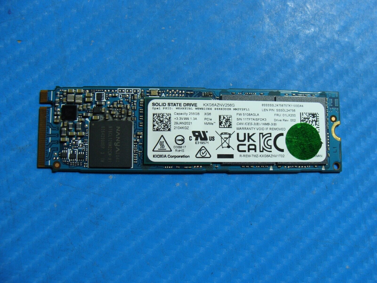 Lenovo T14 Gen 2 Kioxia 256GB NVMe M.2 SSD Solid State Drive KXG6AZNV256G