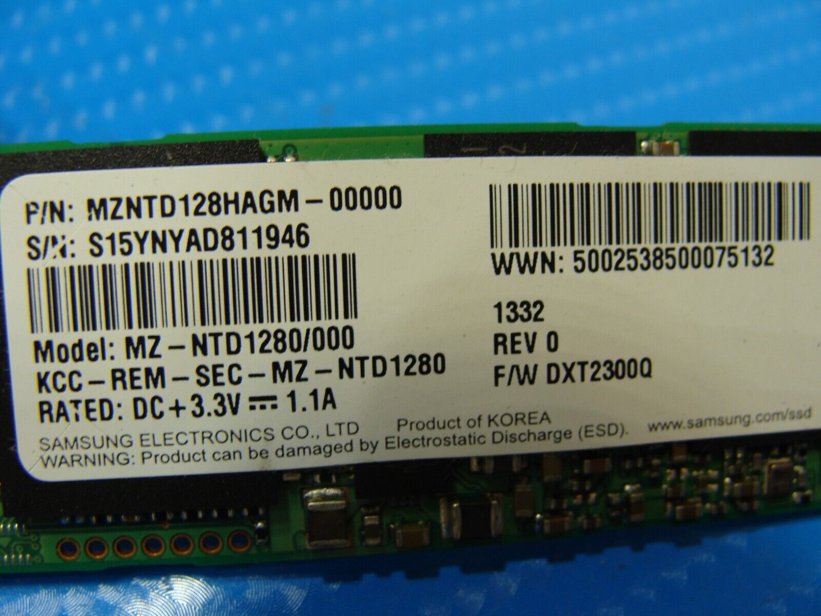 Acer AN515-53-52FA Samsung 128Gb Sata M.2 SSDSolid State Drive MZ-NTD1280/000