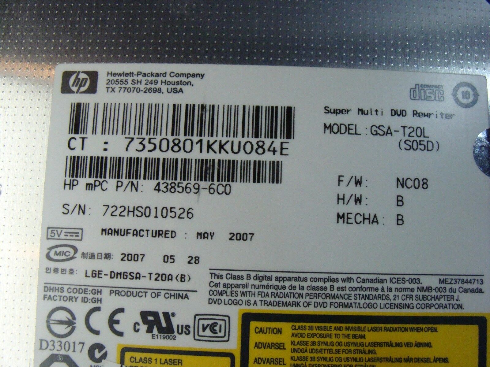 HP Pavilion TX1215NR 12.1 Super Multi DVD±RW Burner Drive GSA-T20L 441130-001 ER - Laptop Parts - Buy Authentic Computer Parts - Top Seller Ebay