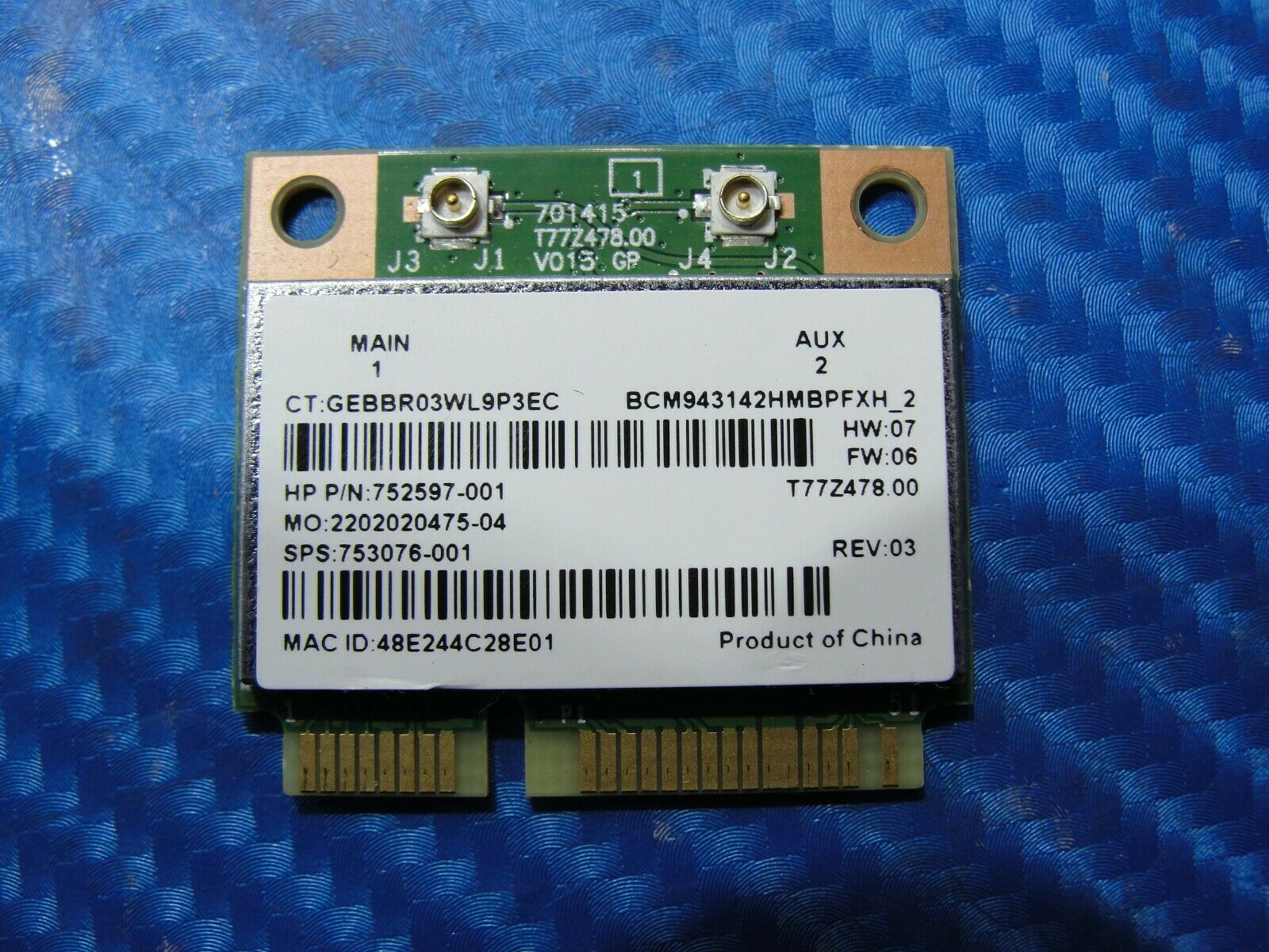 HP 550-a114 Genuine Desktop WiFi Wireless Card BCM943142HM 752597-001 HP