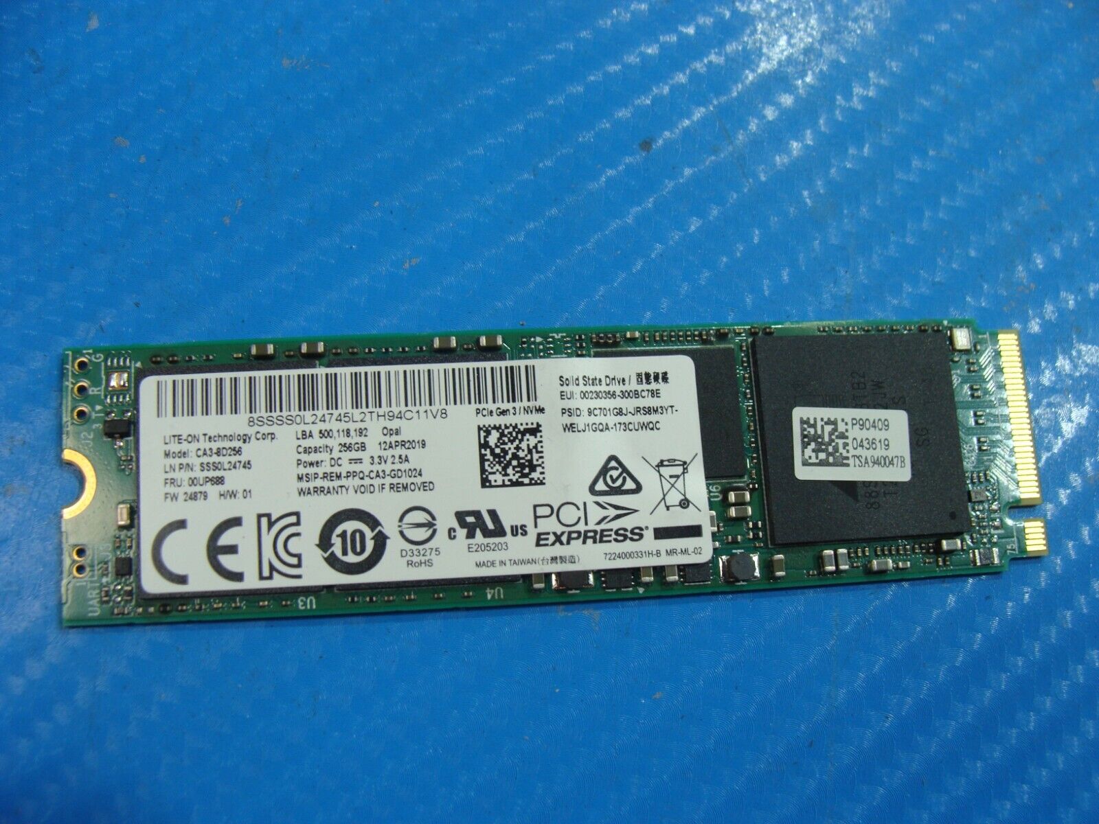 Lenovo T580 Lite-On M.2 NVMe 256GB SSD Solid State Drive CA3-8D256 00UP688