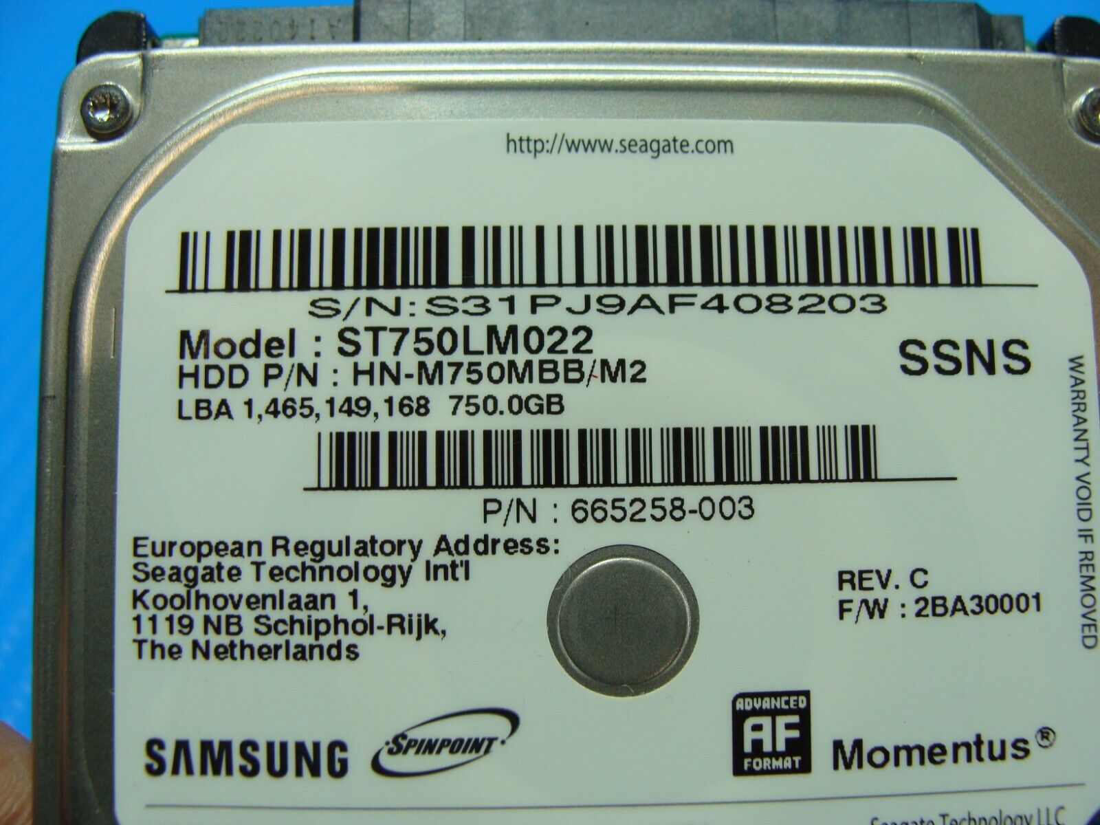 HP 15-r017dx Samsung 750GB SATA 2.5