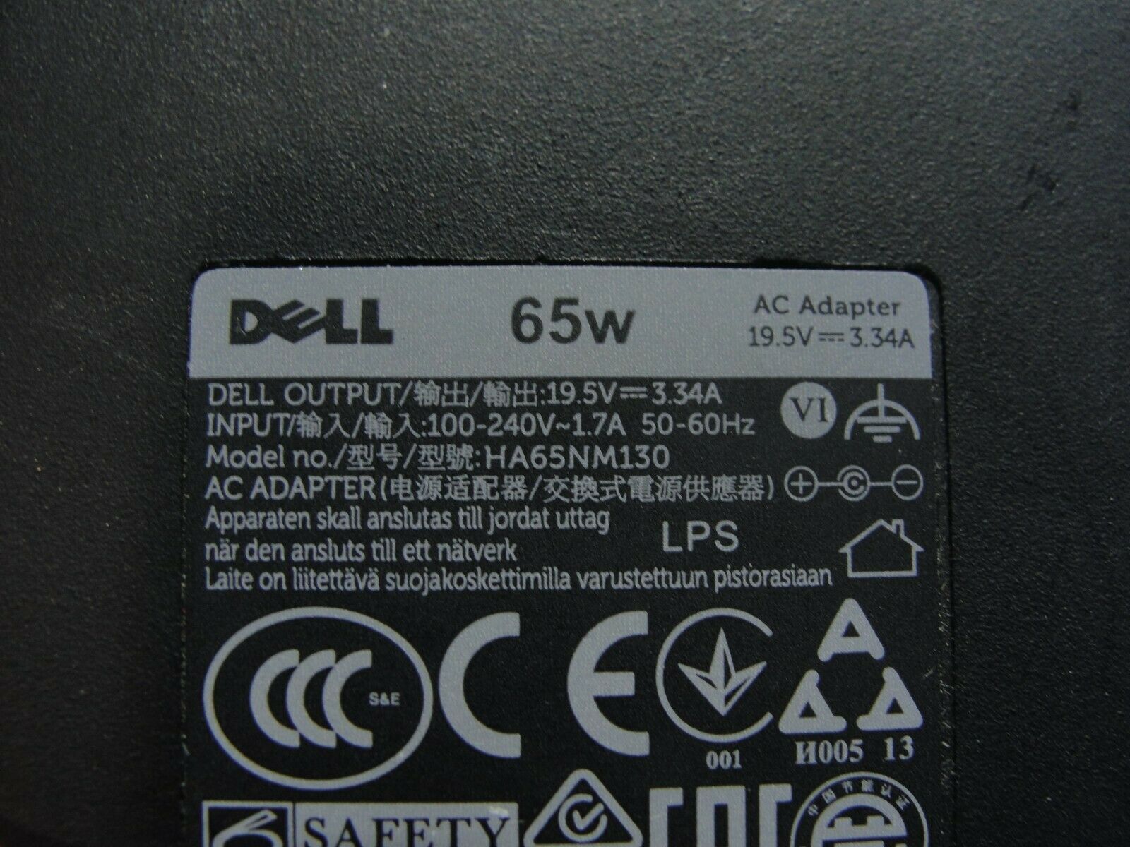 Genuine Dell AC Adapter Power Charger 19.5V 3.34A 65W HA65NM130 06TFFF 