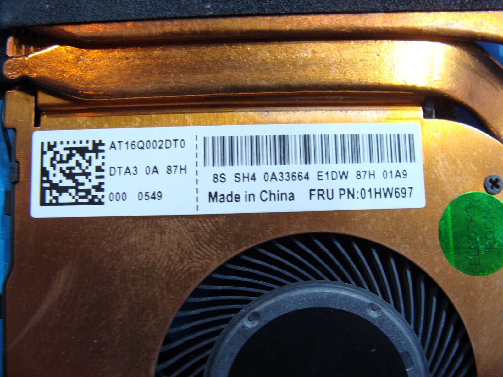 Lenovo ThinkPad T480s 14 Genuine CPU Cooling Fan w/Heatsink 01HW697