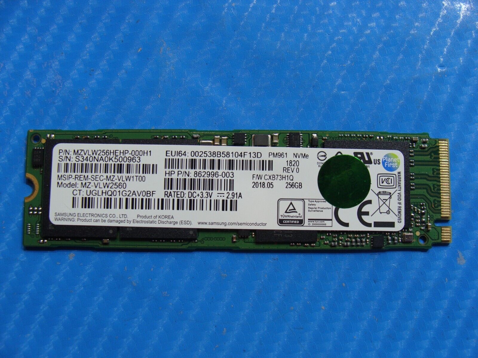 HP 13-ae0xx Samsung 256GB NVMe M.2 SSD MZVLW256HEHP-000H1 862996-003