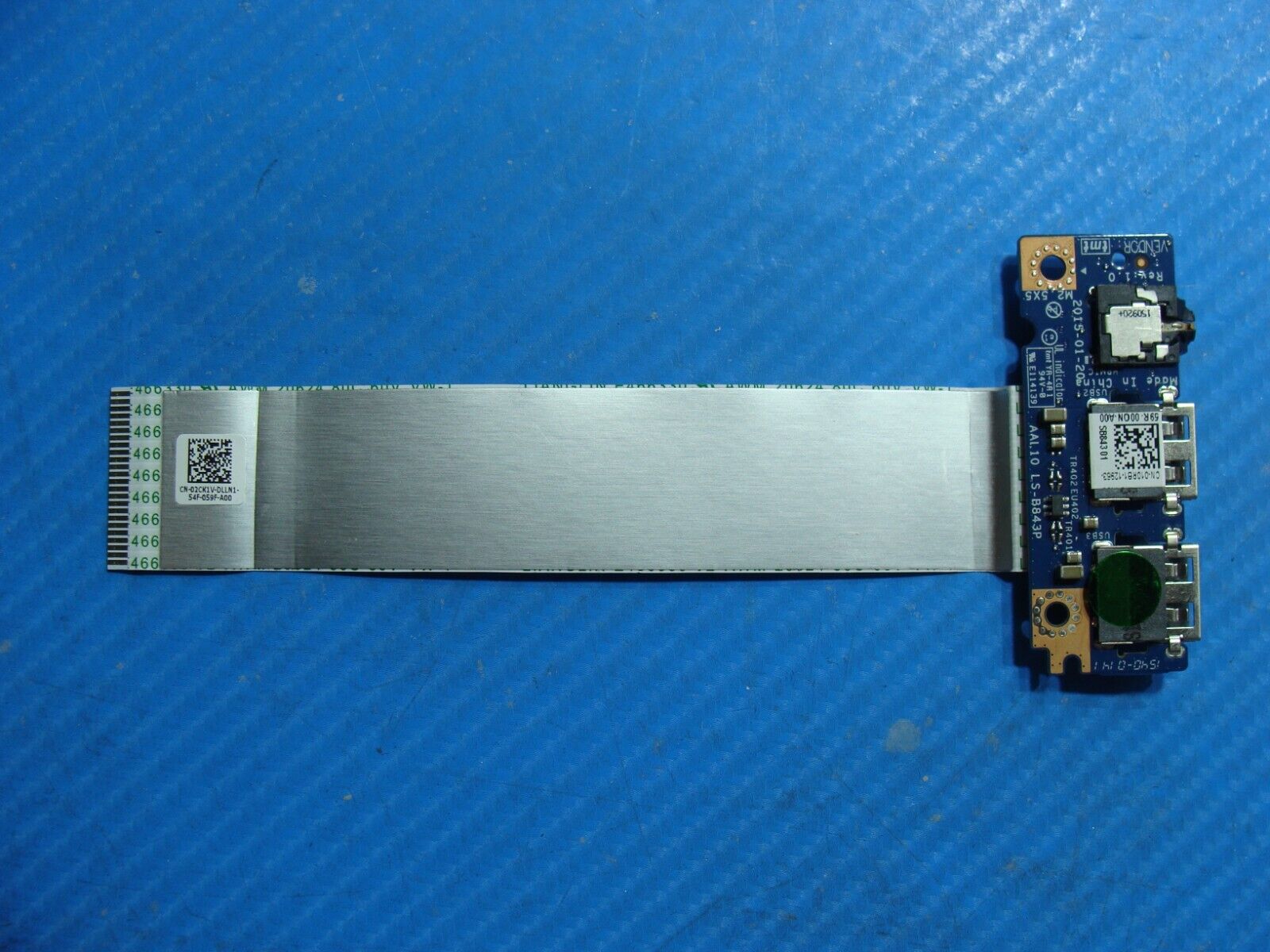 Dell Inspiron 14” 5458 OEM Laptop USB Audio Jack Board w/Cable 2CK1V LS-B843P