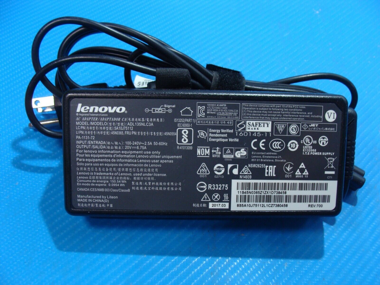 135W Genuine Lenovo IdeaPad L340-15IRH Gaming Type 81TR AC Charger 5A10J75112