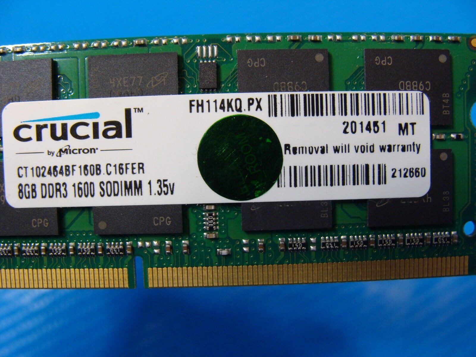 Lenovo Y400 So-Dimm Crucial 8Gb Memory Ram CT102464BF160B.C16FER