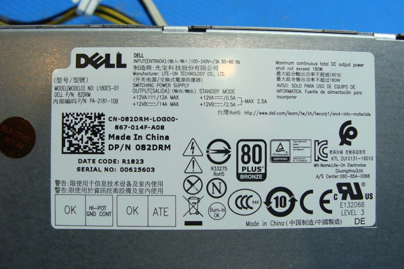 Dell Optiplex 5050 SFF Genuine Desktop Power Supply 180W L180ES-01 82DRM