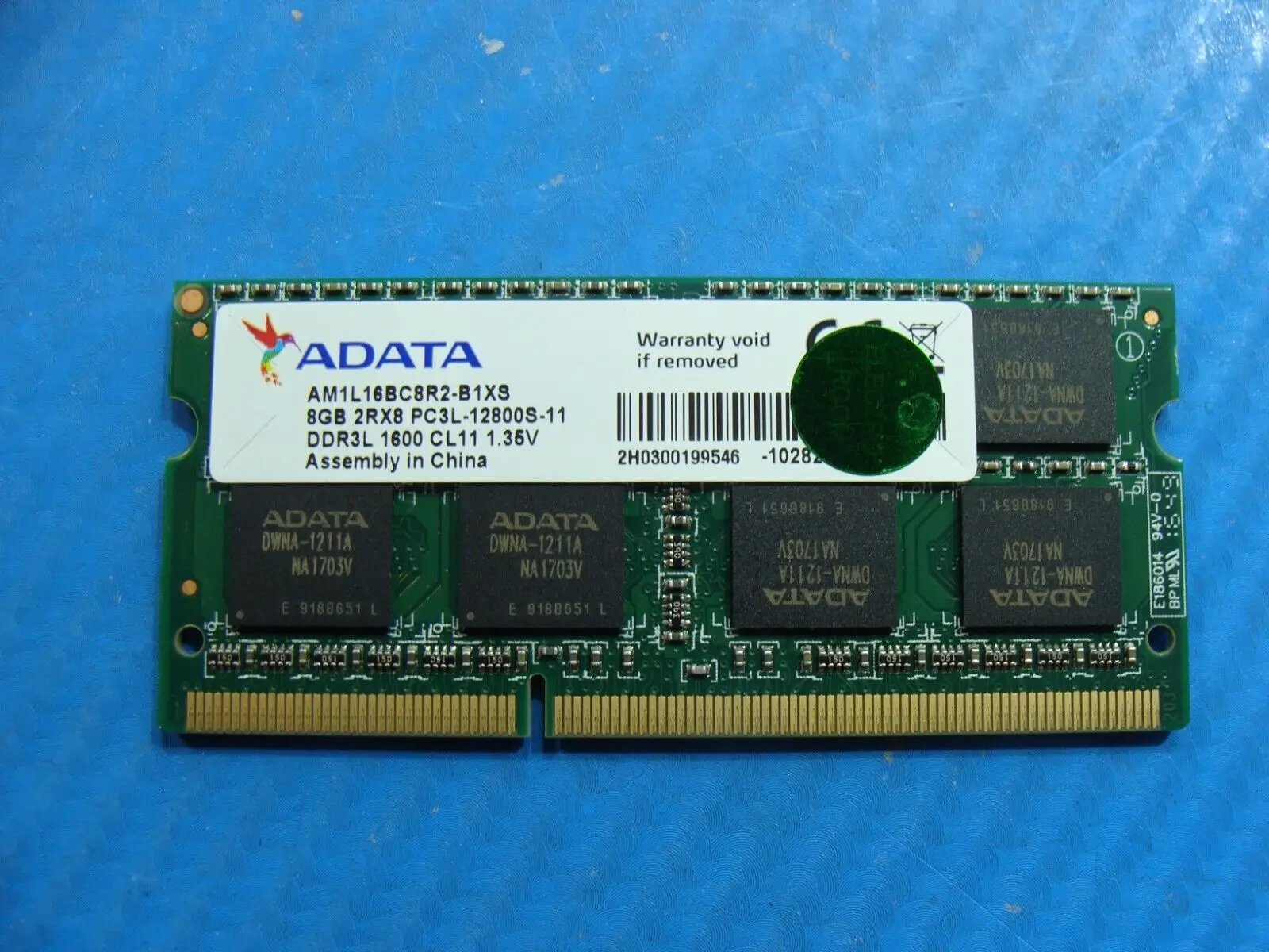 HP 15-bk177cl ADATA 8GB 2RX8 PC3L-12800S Memory RAM SO-DIMM AM1L16BC8R2-B1XS