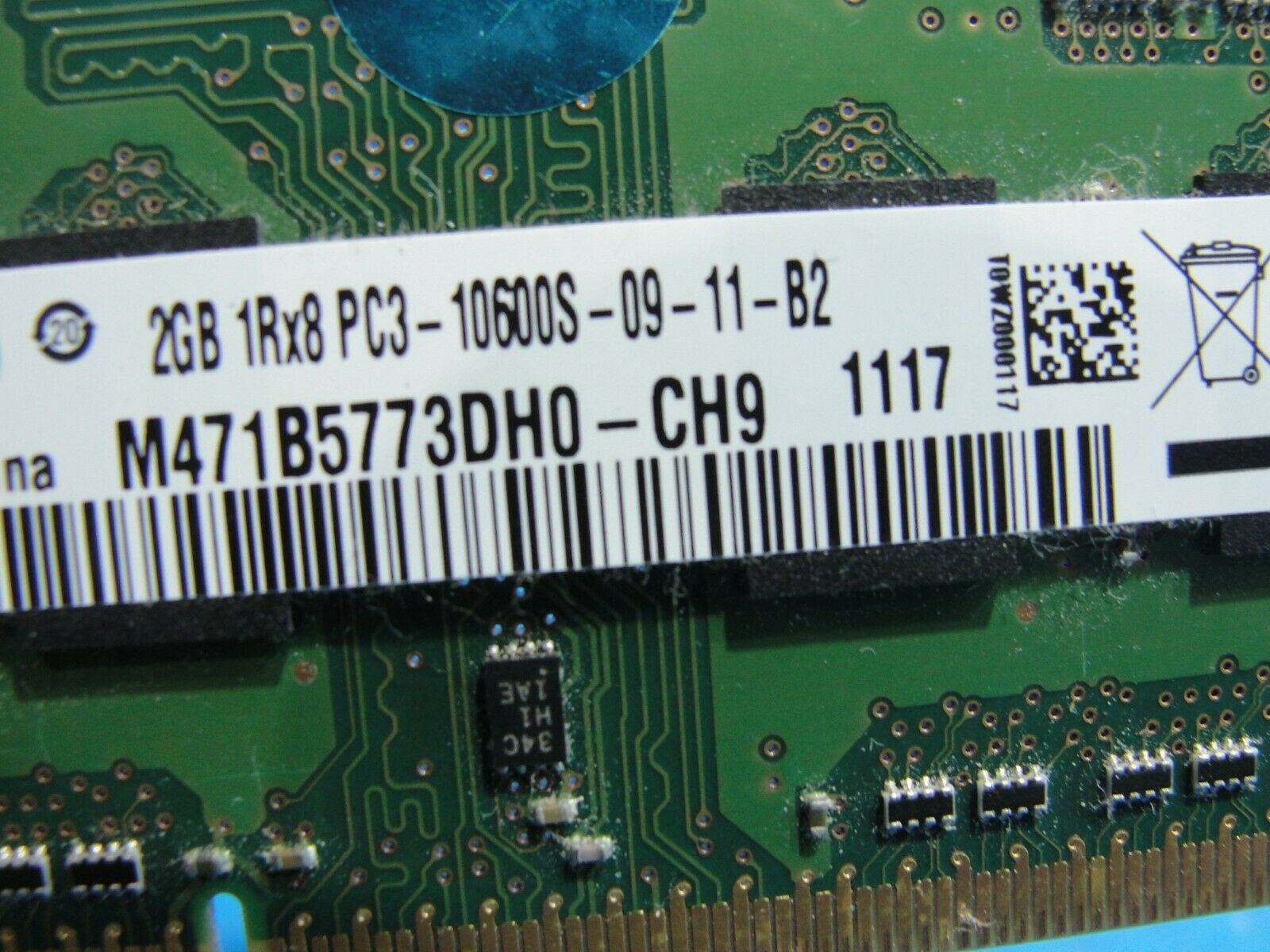 MacBook Pro A1278 Samsung SO-DIMM RAM Memory 2x2GB PC3-10600S M471B5773DH0-CH9 