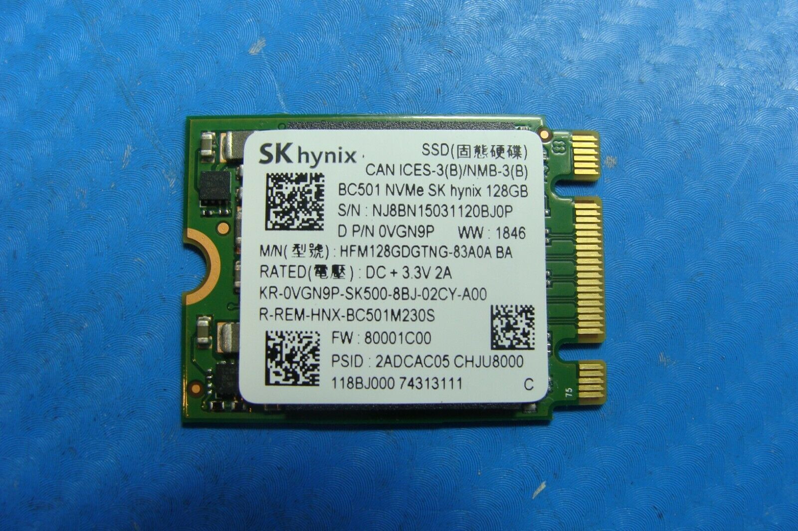 Dell 13 9380 SK Hynix 128Gb NVMe SSD Solid State Drive hfm128gdgtng-83a0a vgn9p 