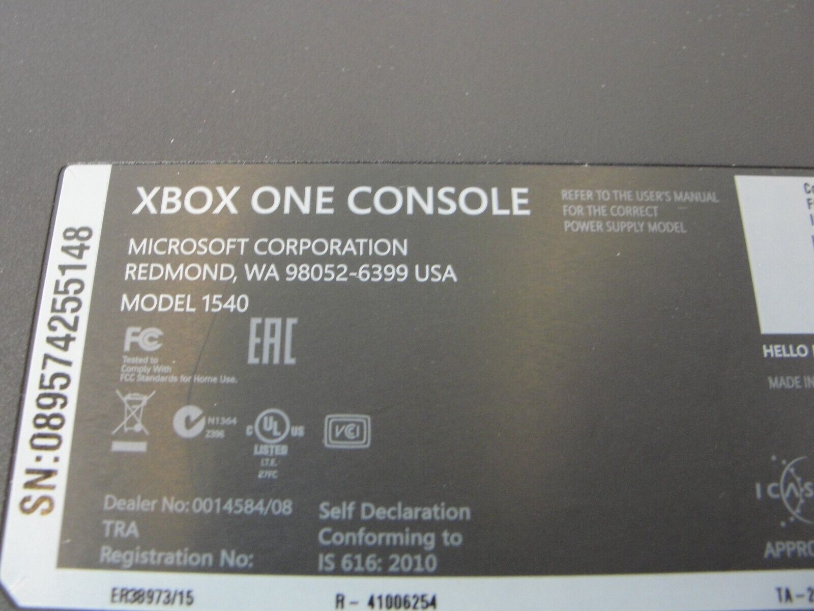 Microsoft Xbox One Original 1540 Black Console 1TB & Power Adapter /Works Great