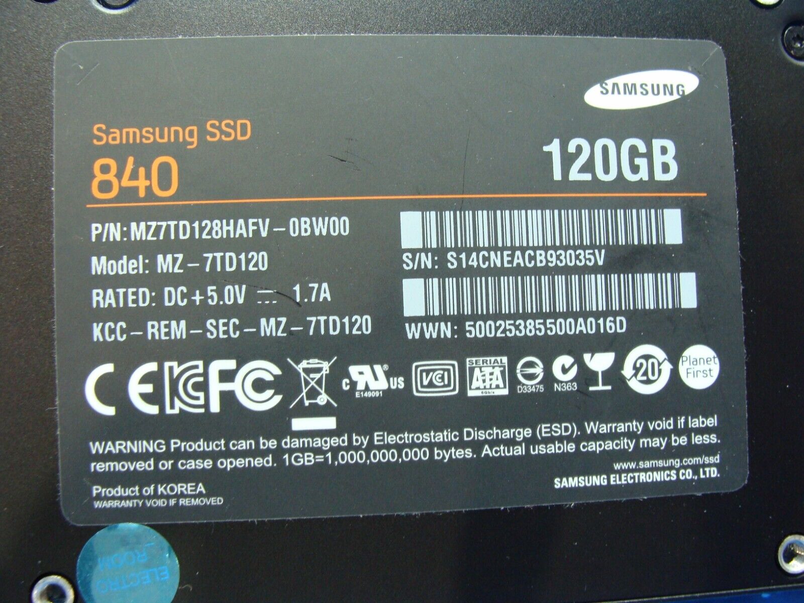 Dell XPS 15 9550 Samsung 840 120GB Sata 2.5