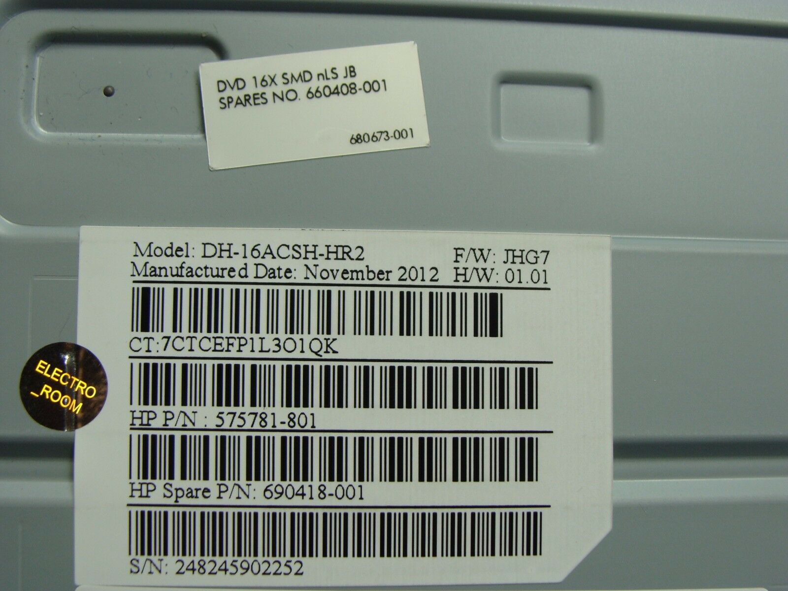 HP Compaq Elite 8300CMT Genuine Desktop DVD RW Drive DH-16ACSH 660408-001 HP Compaq