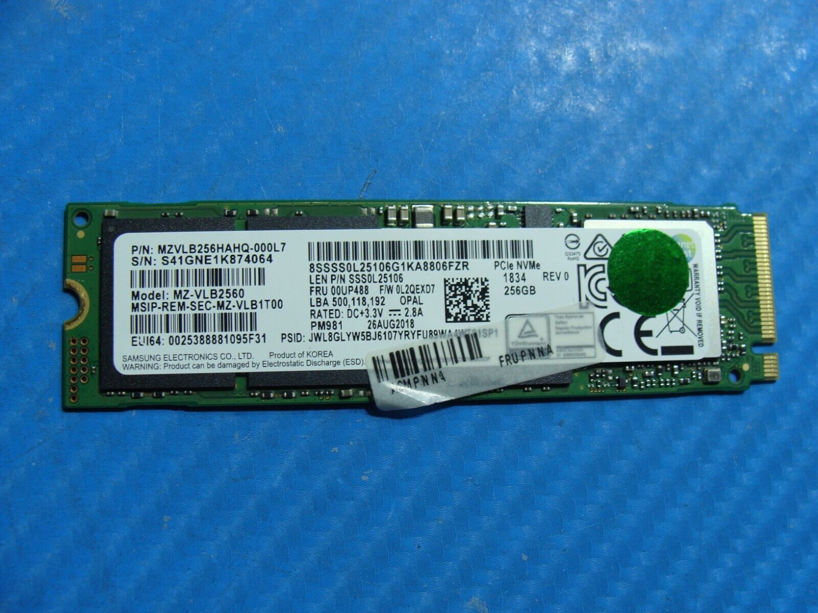 Lenovo ThinkBook 14-IML Samsung NVMe M.2 256GB SSD Drive MZ-VLB2560 00UP488