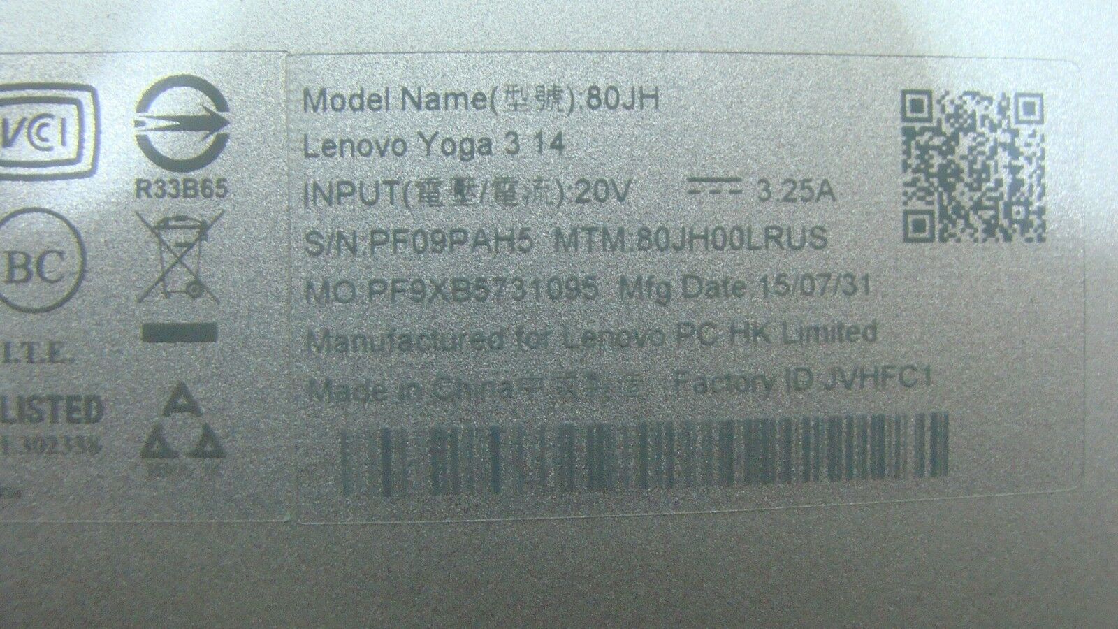 Lenovo Yoga 3 14 80JH 14