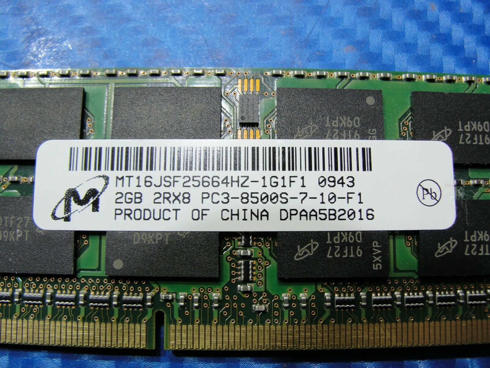 Macbook A1278 Laptop Micron 2GB Memory PC3-8500S-7-10-F1 MT16JSF25664HZ-1G1F1 #1 Micron