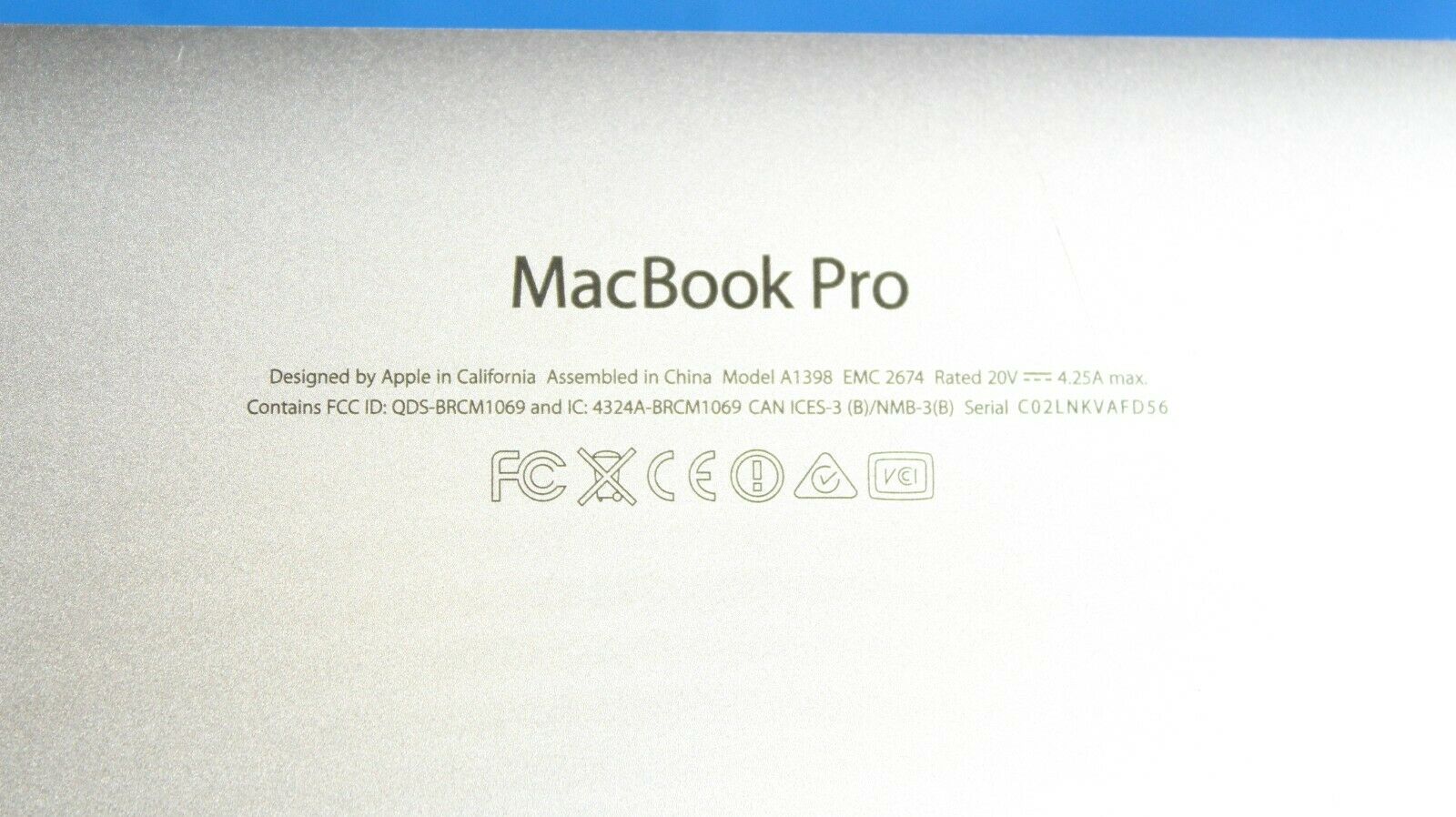 MacBook Pro A1398 ME293LL/A Late 2013 15