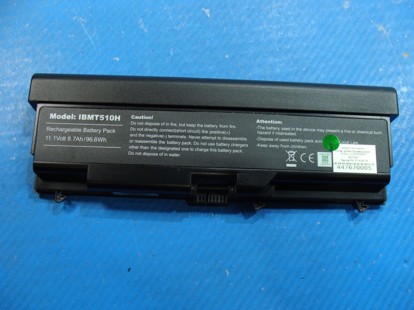 Lenovo ThinkPad 14” T430 Battery 11.1V 96.6Wh 8700mAh IBMT510H 57Y4186-TM