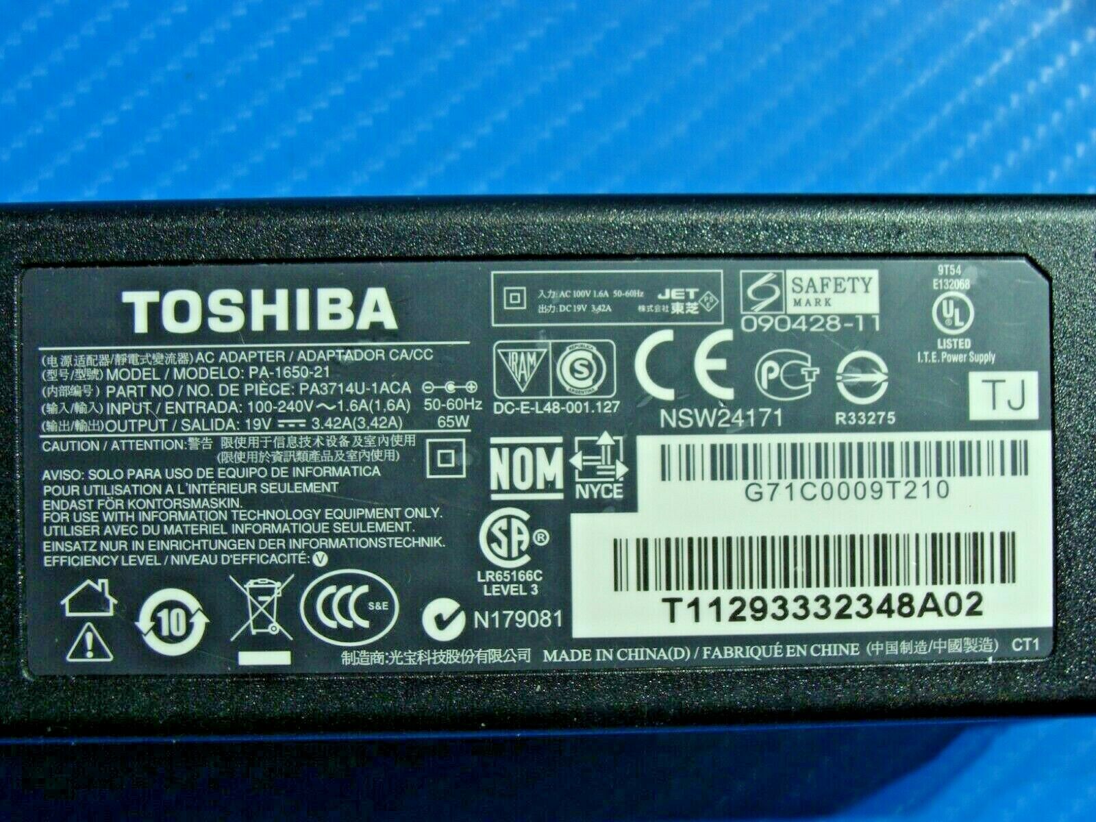 Genuine Toshiba AC Power Adapter Charger 65w P/N PA-1650-21 19v 3.42a Tip1.7*5.5 