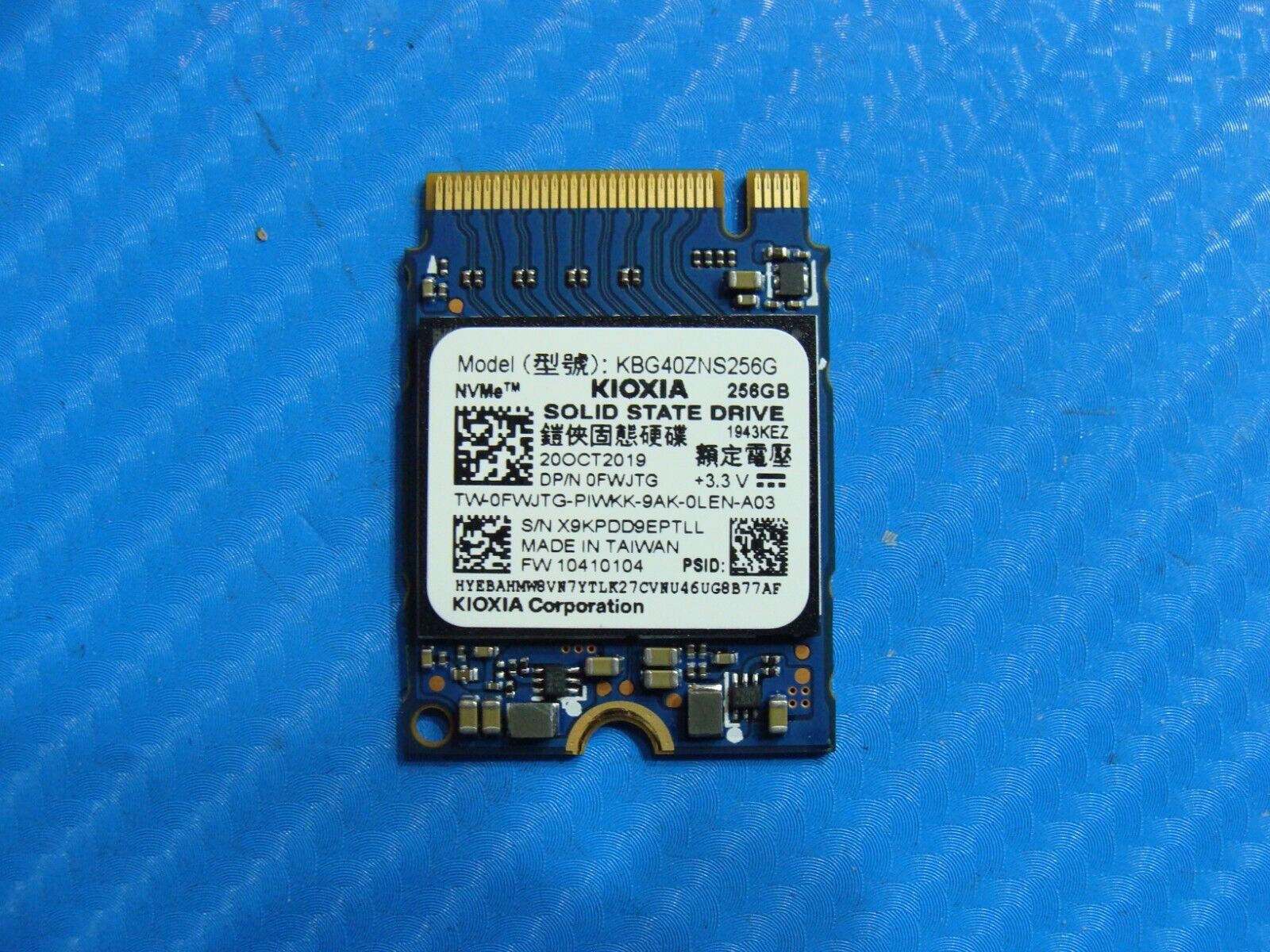 Dell 13 7386 Kioxia 256GB NVMe M.2 SSD Solid State Drive KBG40ZNS256G FWJTG