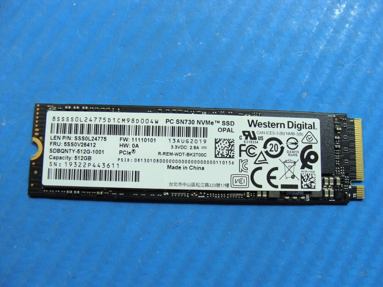 Lenovo P53 Western Digital 512GB NVMe M.2 SSD Solid State Drive 5SS0V26412