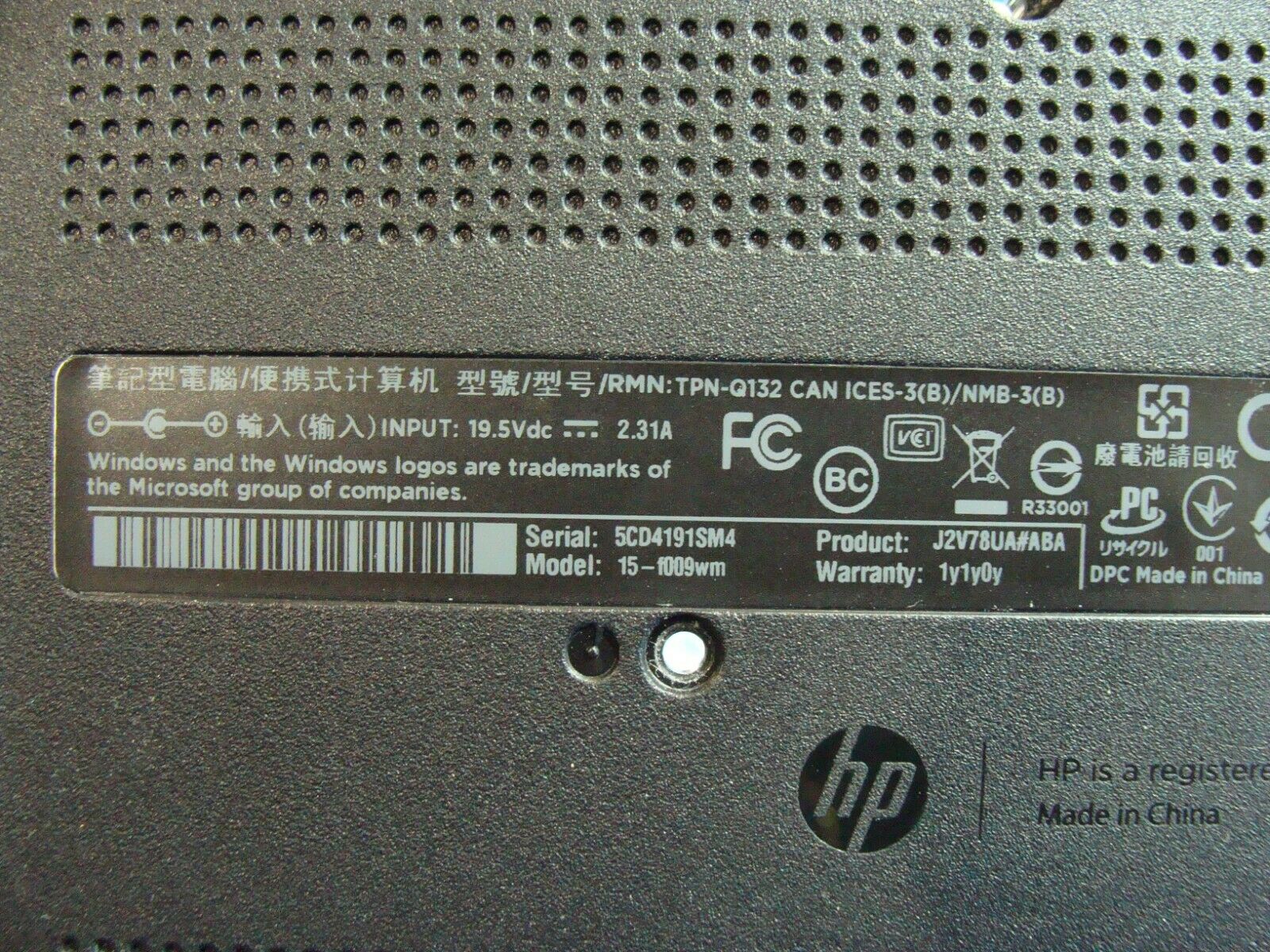 HP Notebook 15-f009wm 15.6