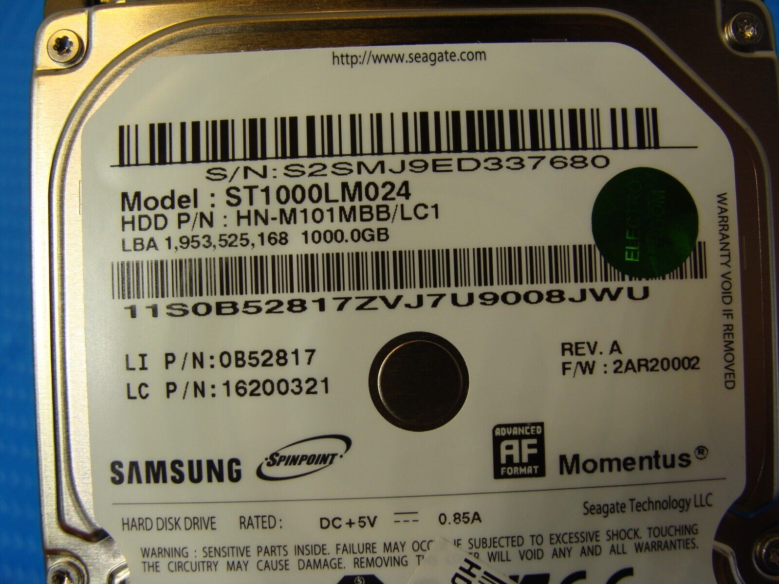 Lenovo P400 Touch 20211 Samsung 1TB SATA 2.5