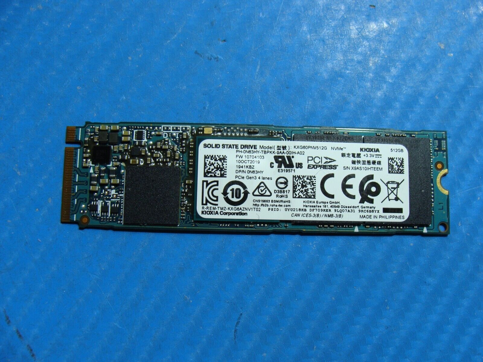 Dell Precision 5540 KIOXIA 512GB NVMe M.2 SSD N63HY KXG60PNV512G